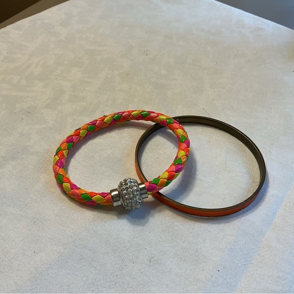 Colors of Summer Braided Bracelet and Orange Enamel Bracelet